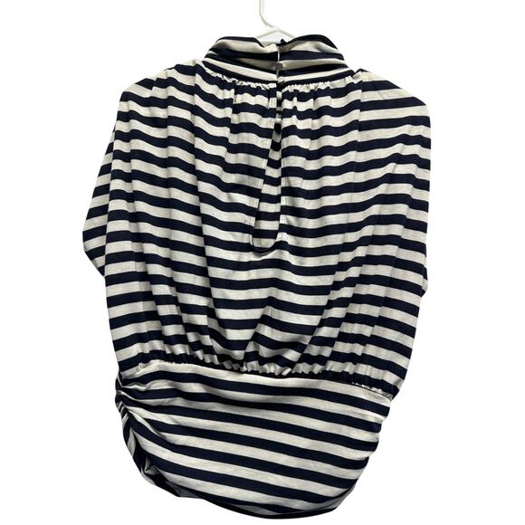 Maeve by Anthropologie Blue Striped Cowl Neck Blouse Top Medium - Picture 7 of 11